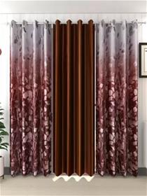 Door curtain 210 cm (7 ft) satin blackout door curtain (pack of 3) ( floral, multicolor) (f)
