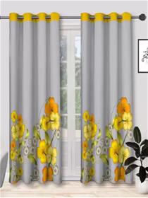 Door curtain 230 cm (7 ft) polyester blackout door curtain (pack of 2,yellow,grey) (f)
