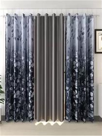 Door curtain 210 cm (7 ft) satin blackout door curtain (pack of 3 , multicolor) (f)