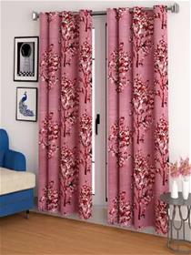 Door curtain 213 cm (7 ft) polyester semi transparent  (pack of 2)  (pink) (f)
