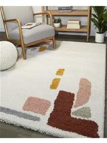 Carpet multicolor, white polyester carpet  (213 cm, x 152 cm, rectangle) (f)