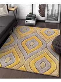 Carpet yellow polyester carpet  (152 cm, x 91 cm, rectangle) (f)