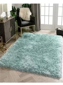Carpet light blue polyester carpet  (120 cm, x 180 cm, rectangle) (f)