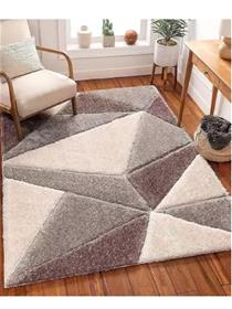 Carpet brown, grey polyester carpet  (182 cm, x 121 cm, rectangle) (f)