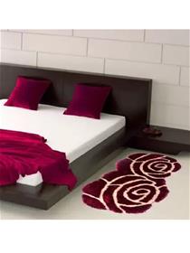 Door mat maroon polyester area rug  (60 cm, x 120 cm, abstract) (f)