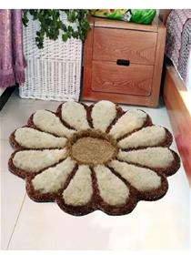 Door mat beige polyester area rug  (76 cm, x 76 cm, circle) (f)