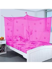 Mosquito net poly ethylene adults washable single bed (pink,bed box) (f)