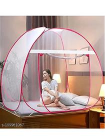 Mosquito net polyester foldable, double bed machhardani,pink (me)