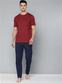 Night suit for men maroon & navy blue tee+jogger dress (my)