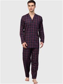 Night dress for men blue & red checked dress
