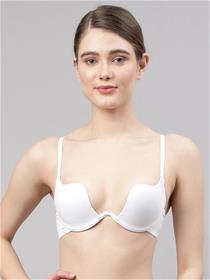 Bra for women white underwired lightly padded plunge pushup u shape bra