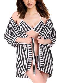 Bikini for girls striped above knee lingerie set(a