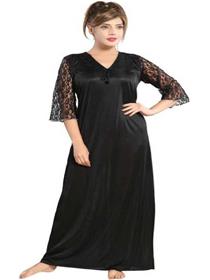 Nighty for women solid black  (a)