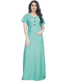 Nighty for women solid embroidered green nighty (f)
