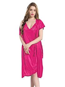 Nighty for women satin solid knee length nighty (a)