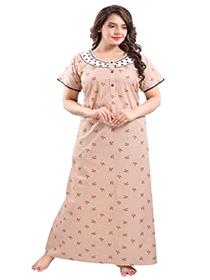 Nighty for women cotton embroidered maxi nighty (a)