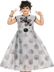 Gown for girls kids girls maxi/full length casual gown(silver)