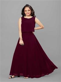 Gown for girls kids girls maxi/full length party wear gown(maroon)