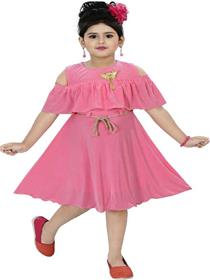 Gown for girls baby girls midi/knee length gown(pink)