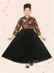 Gown for girls kids girls maxi/full length wedding gown(black)