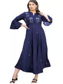 Kurti for women embroidered rayon gown ,fancy,simple designer home wear kurti (f)