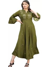 Kurti for women embroidered rayon gown ,fancy,simple designer home wear kurti (f)
