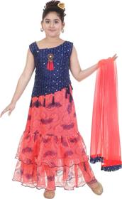Lehenga for girls kids girls lehenga choli dupatta set embellished (red)