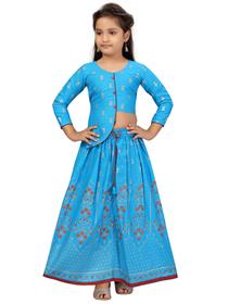 Lehenga for girls kids girls turquoise lehenga with blouse (blue)