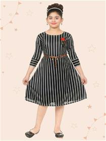 Normal dress for girls kids girls midi/knee length party dresses (black)