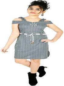 Normal dress for girls kids girls midi/knee length party dresses (grey)