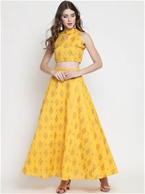 Lehenga for women yellow ready to wear lehenga with blouse (m)