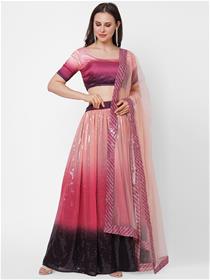 Lehenga for women peach sequinned unstitched lehenga & blouse with dupatta,designer,party wear (m)