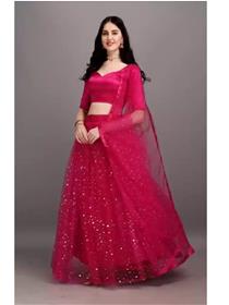 Lehenga & crop top for girls self design semi stitched dress (pink) (f)