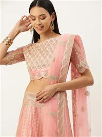 Semi-stitched lehenga & uinstitched blouse with dupatta,designer,party wear (m)