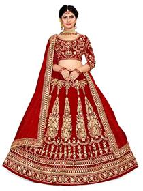 Lehenga for women embroidered semi stitched lehenga choli  (red) (a)