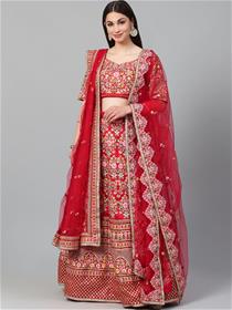 Lehenga for women semi-stitched wedding  & unstitched blouse with dupatta,party wear (m)