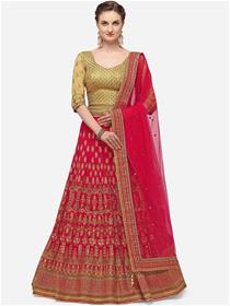 Lehenga for women embroidered unstitched wedding & blouse with dupatta,party wear (m)