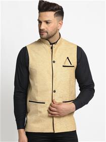 Modi jacket for men's solid waistcoat with pocket square (beige)