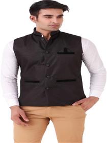 Modi jacket for men's solid waistcoat modi jacket (black)