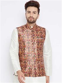 Modi jacket for men's printed waistcoat modi jacket (brown)