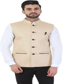 Modi jacket for men's self design waistcoat modi jacket (beige)