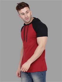 T-shirt for men solid men hodded neck t-shirt(maroon)