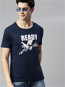 Tshirt for mens printed round neck t-shirt (navy blue)