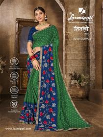 7219 titli saree border base,fancy,simple designer & party wear printed saree