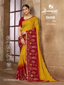 7223  titli saree border base,fancy,simple designer & party wear printed saree