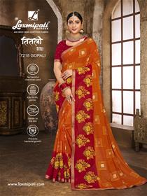 7218 titli saree border base,fancy,simple designer & party wear printed saree