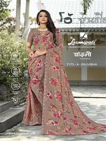 7173 chandani saree  georgette border base,printed,simple designer,fancy & party wear saree