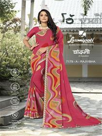 7179  chandani saree  georgette border base,printed,simple designer,fancy & party wear saree