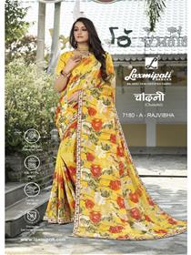 7180  chandani saree  georgette border base,printed,simple designer,fancy & party wear saree