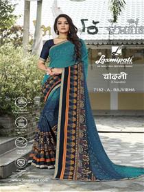 7182  chandani saree  georgette border base,printed,simple designer,fancy & party wear saree